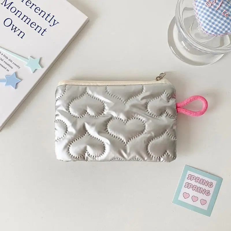 Heart Bow Coin Purse Zipper Cosmetic Pouch – Mini Organiser