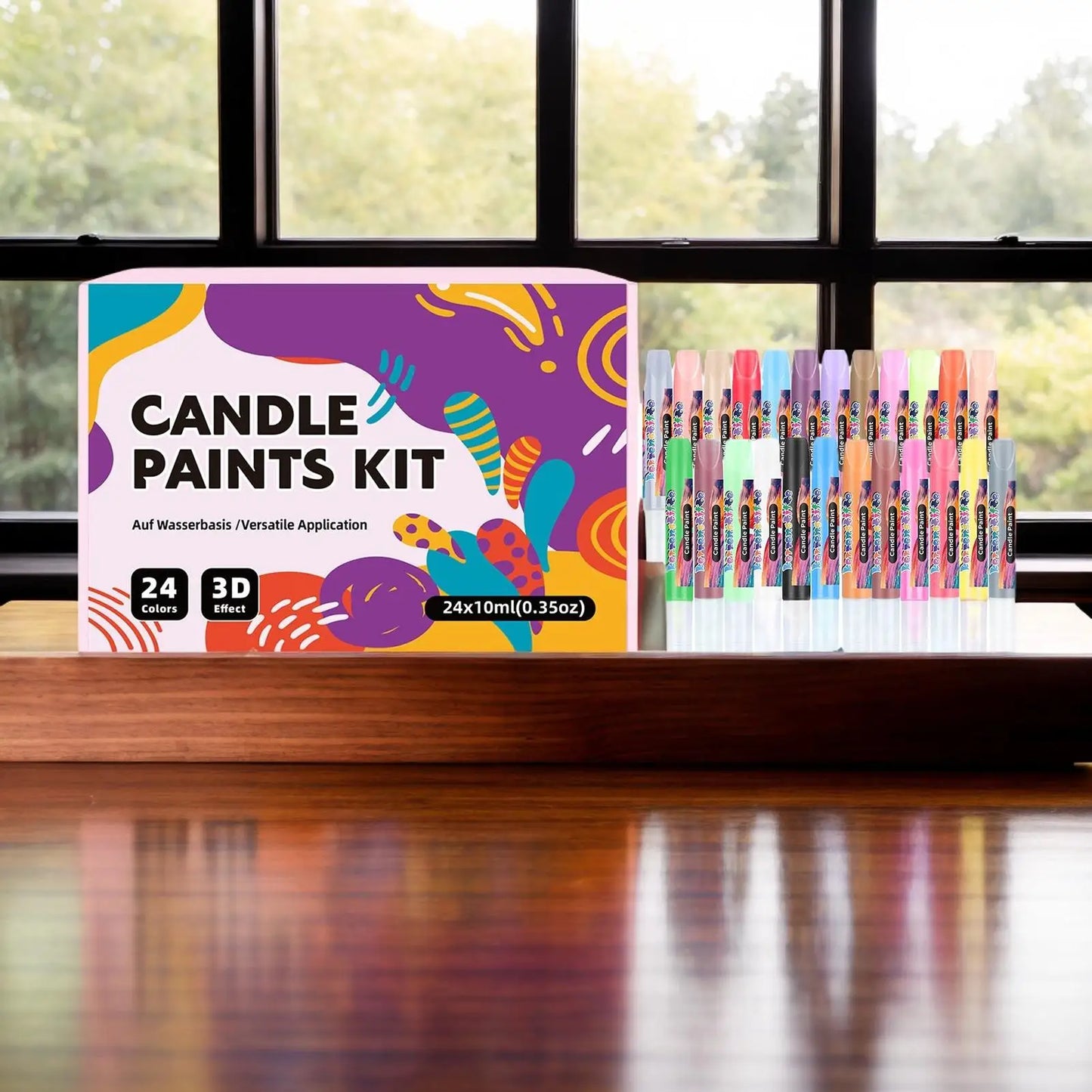 24pcs Candle Paint Pen Kit, Fabric Decorating, Creative Hobbyists Craft Activities Glass Vases Clothes T-Shirts Art Project Peaceful Pleasures Health and Wellness