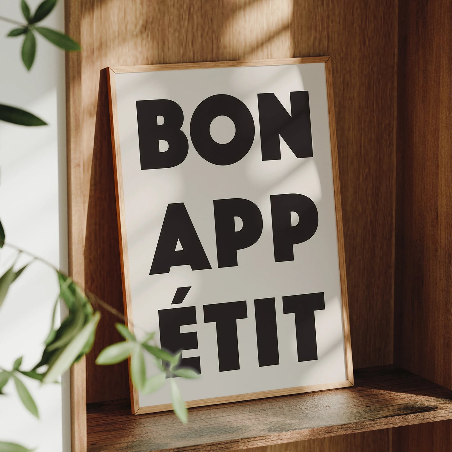 Bon Appétit Black Canvas Wall Art | Minimalist Kitchen Print