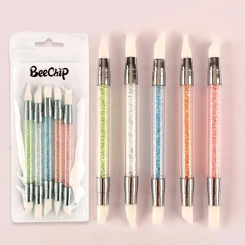 5-Piece Silicone Nail Art Sculpting & Embossing Pen Set