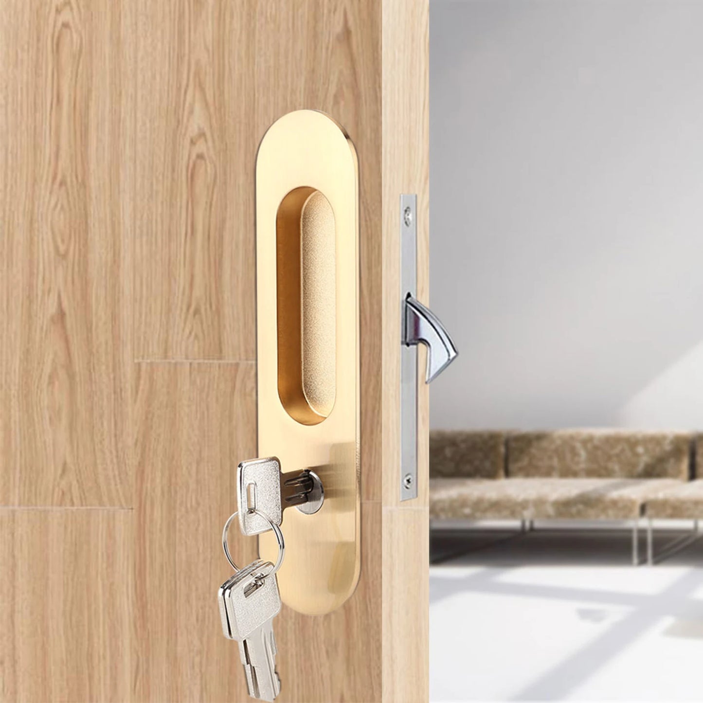 Barn Handle Sliding Handle Antitheft with Keys for Barn Wood Furniture Hardware Sliding Peaceful Pleasures Health and Wellness