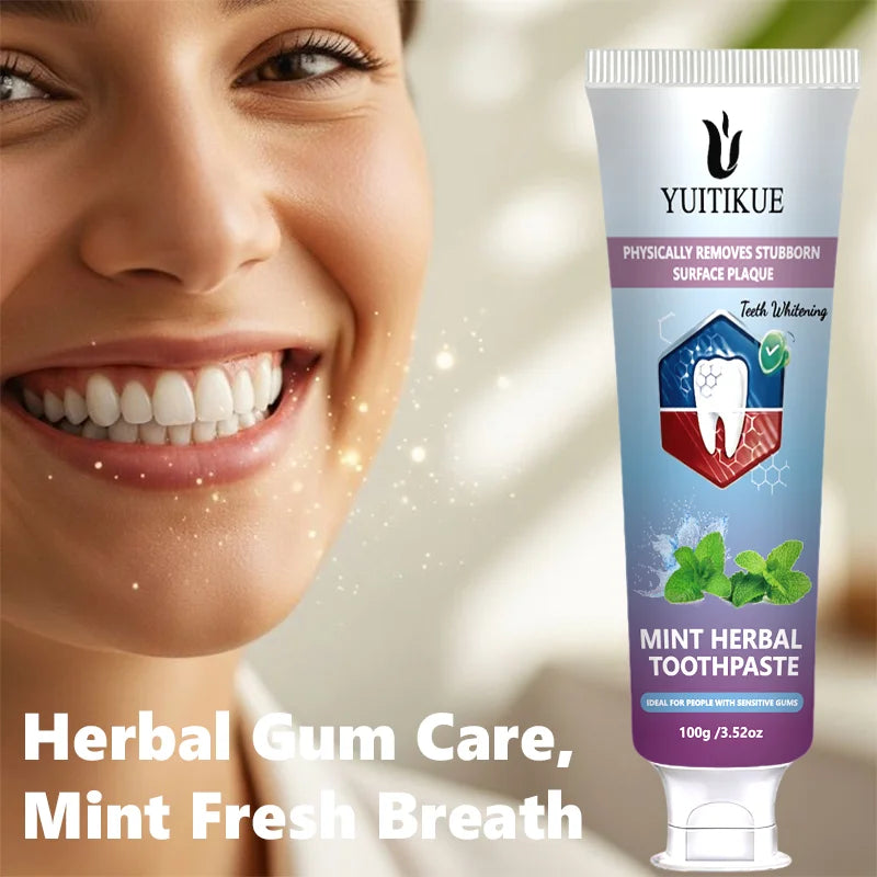 Yuitikue Mint Herbal Toothpaste, 100g Teeth Whitening Toothpaste for Plaque Removal & Sensitive Gums, Fresh Breath Peaceful Pleasures Health and Wellness