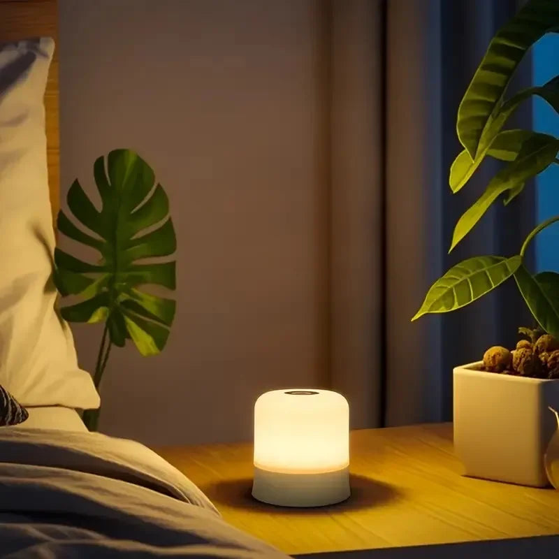 RGB LED Table Lamp Dimmable Bedside Lamp For Bedroom Tricolor 16Color Change Touch Night Light Rechargeable Portable Night Lamp Peaceful Pleasures Health and Wellness
