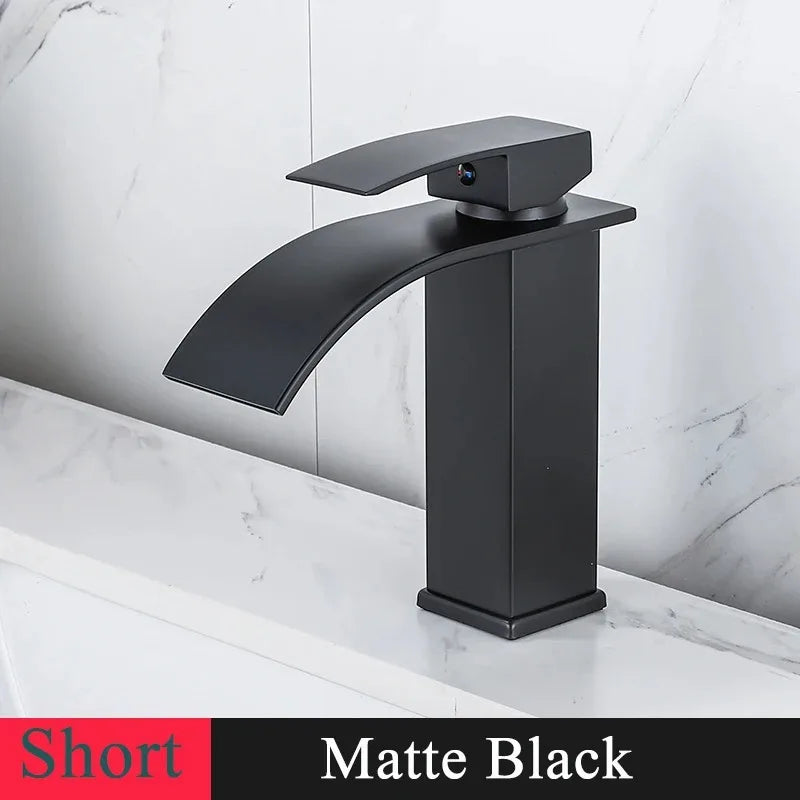 Waterfall Basin Faucet | Stainless Steel Single Handle Bathroom Tap