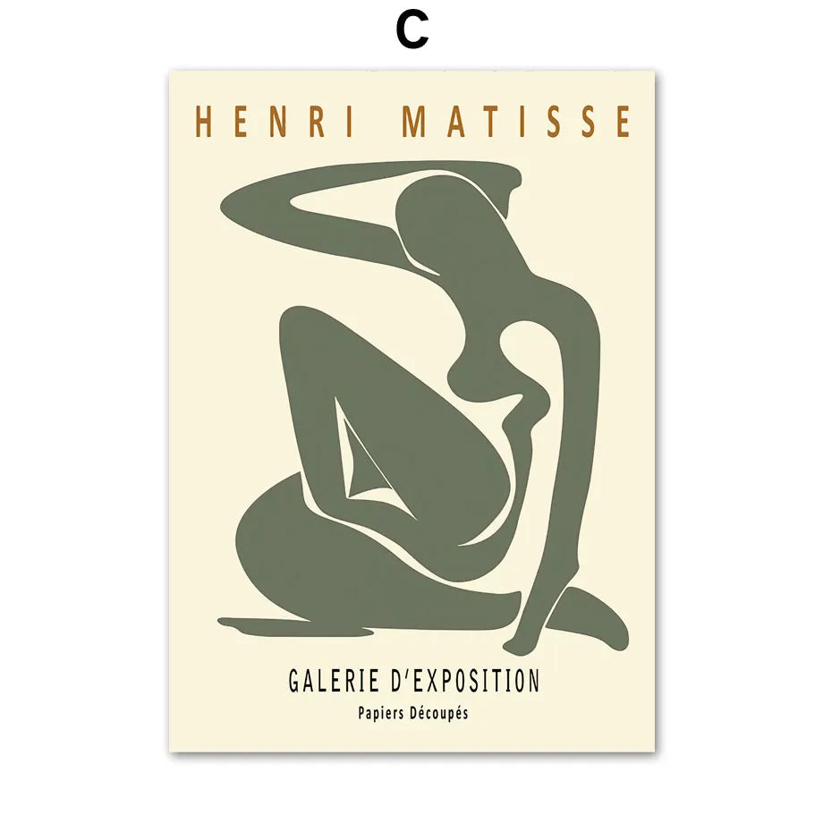 Sage Green Matisse Abstract Flower Canvas Wall Art Print