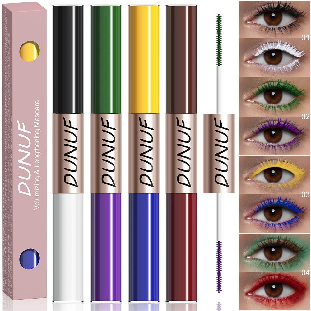 Dual-Ended Color Mascara Long-Lasting Waterproof Volumizing Lengthening Curling Eyelash Makeup for Women Peaceful Pleasures Health and Wellness