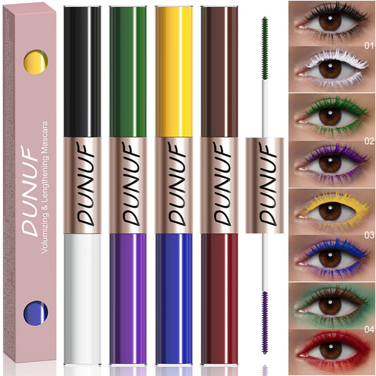 Dual-Ended Color Mascara Long-Lasting Waterproof Volumizing Lengthening Curling Eyelash Makeup for Women Peaceful Pleasures Health and Wellness