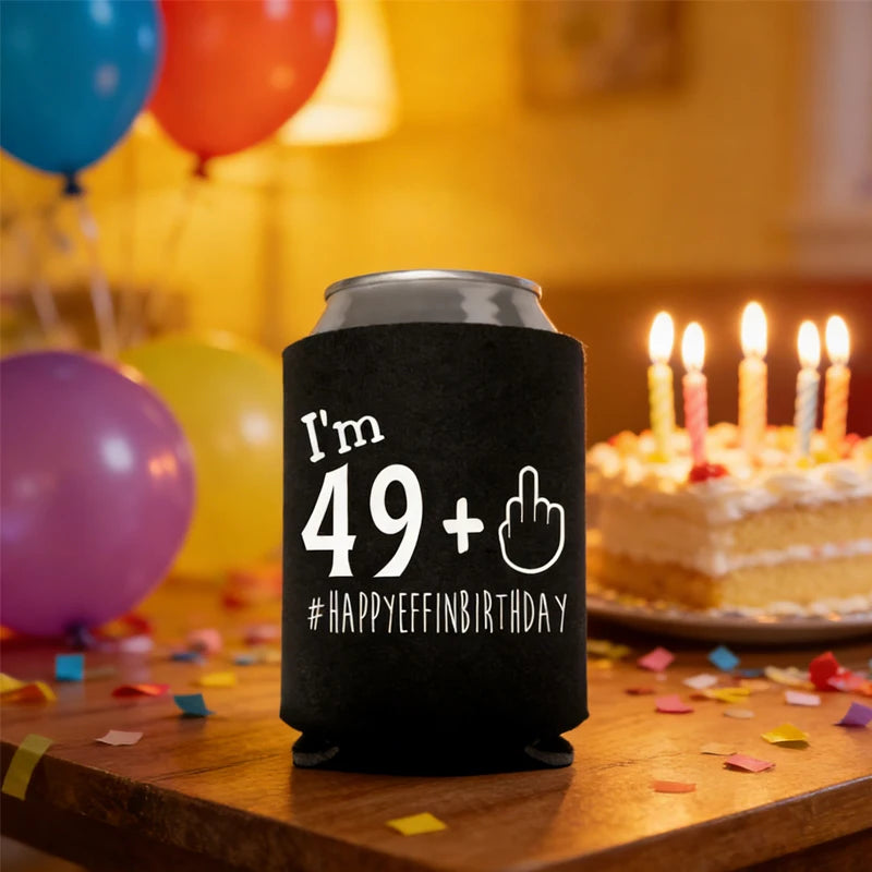 Funny 50th Birthday Can Cooler – "I'm 49+1" Beer Sleeve Gift Can Cooler Sleeve Peaceful Pleasures Health and Wellness