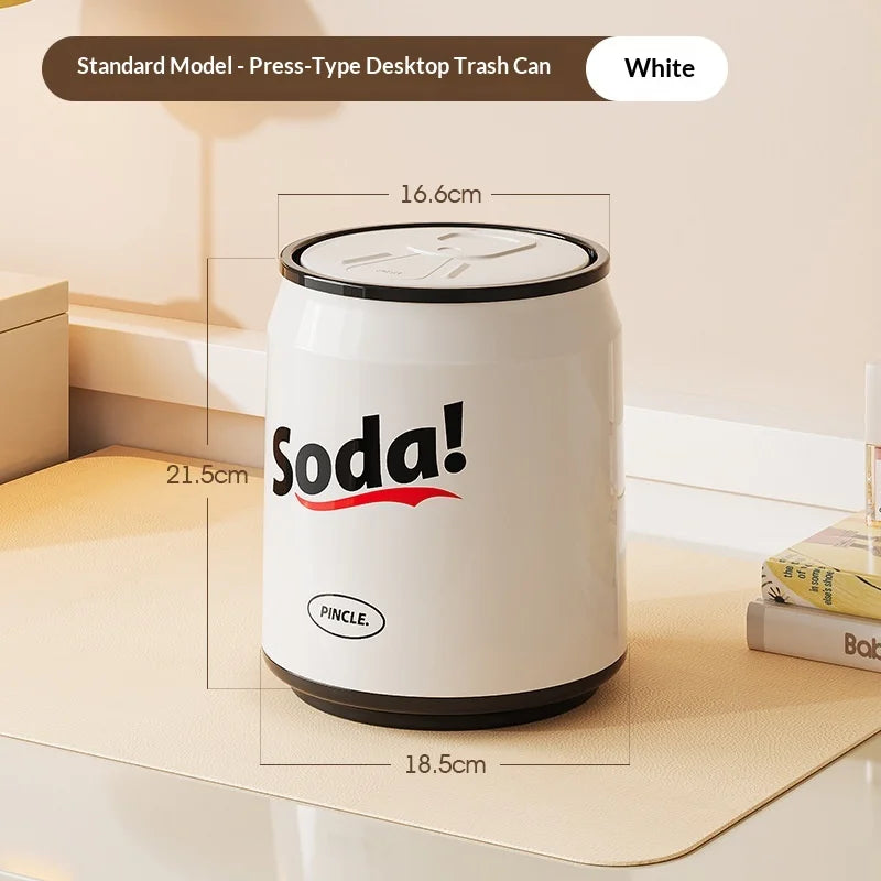Creative Shaped Push Type Plastic Large Multifunctional Trash Can with Durable Lid for Home Bathroom Living Room Peaceful Pleasures Health and Wellness S White B
