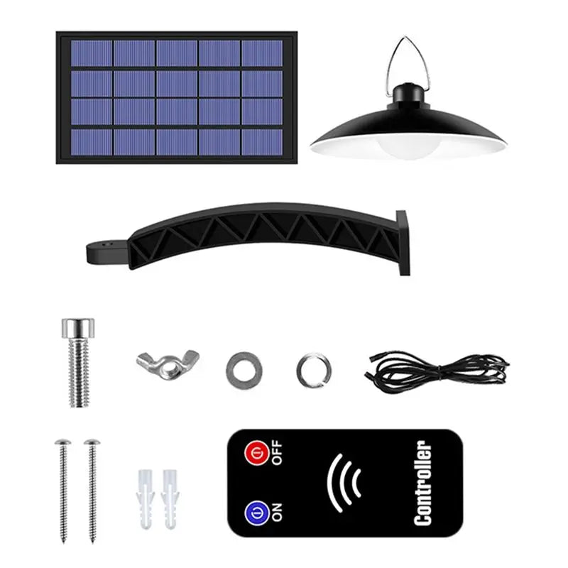 A36T-Solar Powered Pendant LED Solar Light Waterproof Hanging Outdoor Lamp Courtyard Garden Decoration Lighting Peaceful Pleasures Health and Wellness Black A