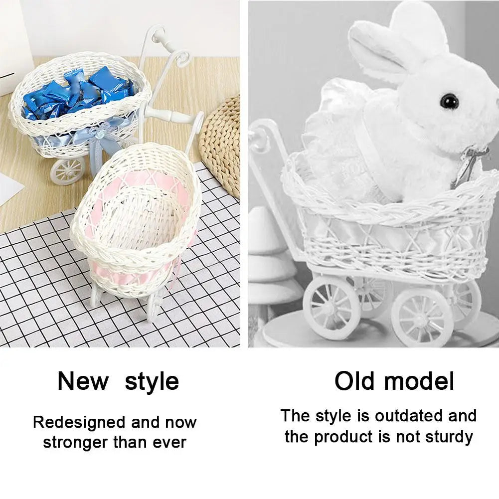 Doll Small Flower Basket Trolley Toys Cart Stroller Woven Decorations