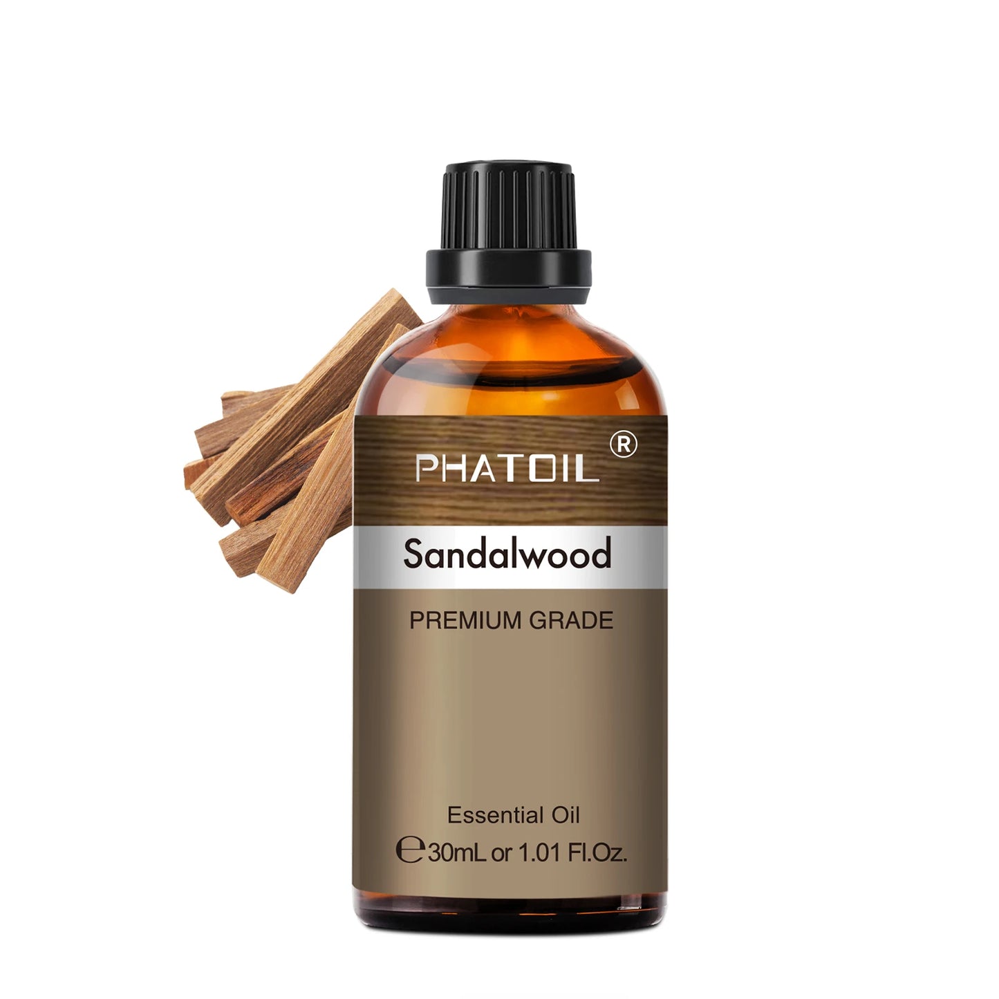 PHATOIL 30ml Lavender Lemon Eucalyptus Sandalwood Bergamot Aromatherapy Essential Oil For Diffuser,Candle Making,DIY Soap & Bomb Peaceful Pleasures Health and Wellness Sandalwood 30ml