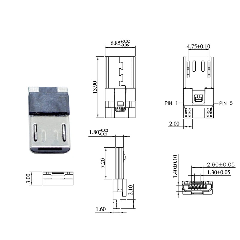 20pcs Micro USB 2.0 Male 2p/4p/5Pin USB Connectors USB Connector Port Jack Tail Sockect Plug Terminal Peaceful Pleasures Health and Wellness