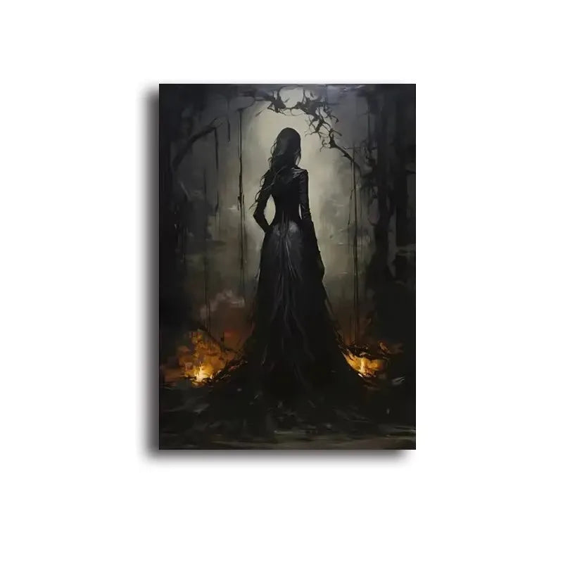 Retro Witch Halloween Canvas Wall Art Print – Witchcraft Decor Canvas Wall Art Peaceful Pleasures Health and Wellness ZLH5118 60x90cm No Frame
