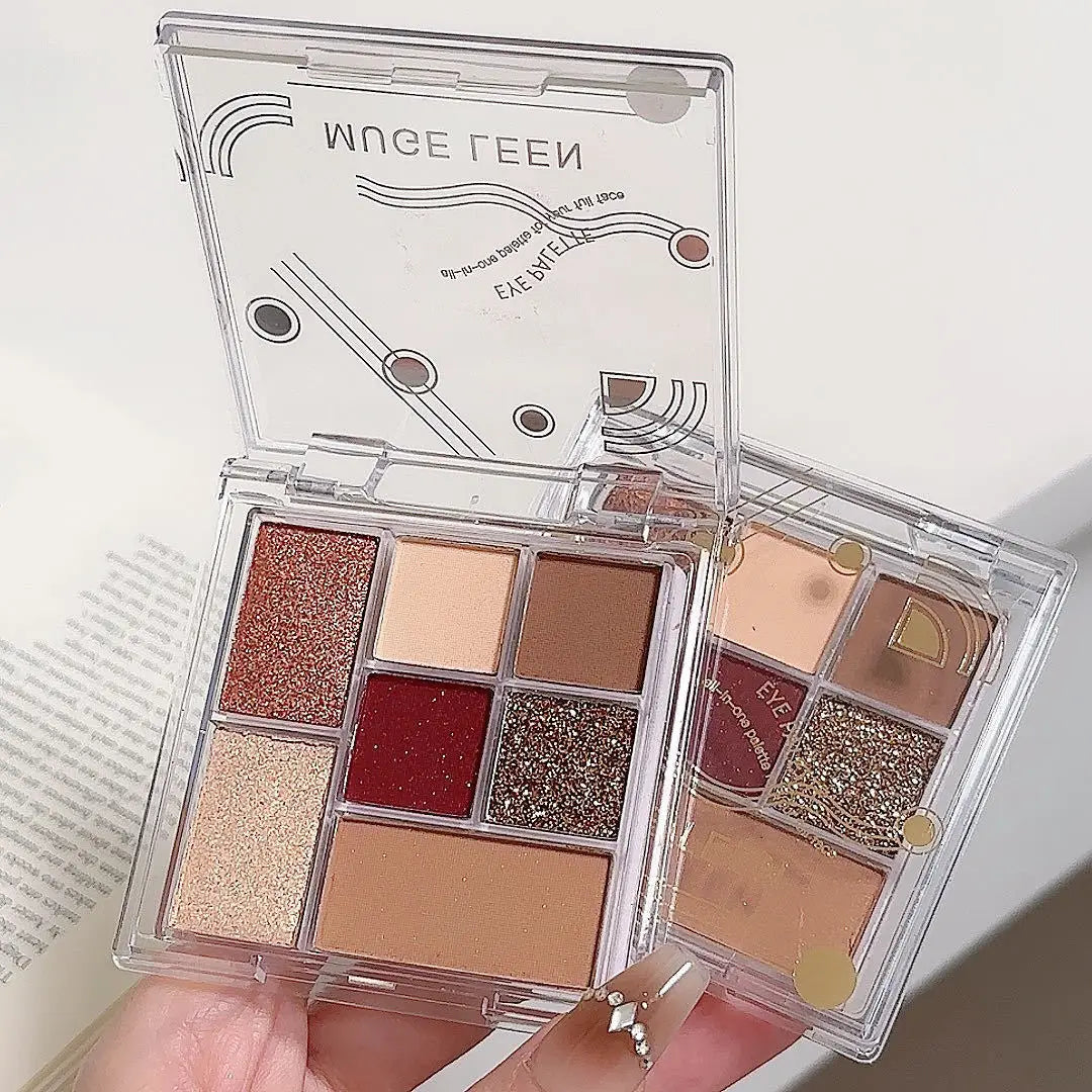 7-Color Korean Eyeshadow Palette | Matte Shimmer Glitter