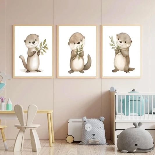 3-Piece Animal Molehill Canvas Wall Art Print Set | Home Decor Canvas Wall Art Set Peaceful Pleasures Health and Wellness G5334-3pcs 30x40cm Wood Framed