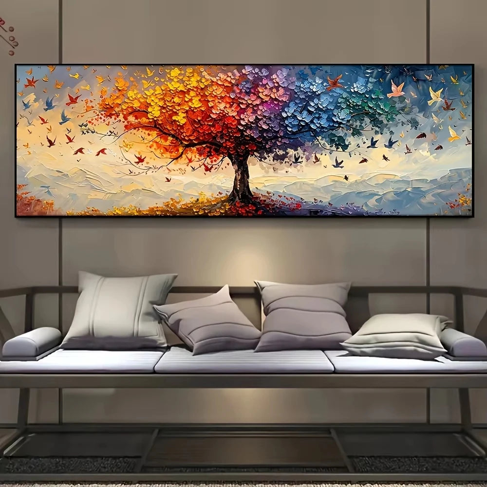 Tree of Life Canvas Wall Art – Multicolor Butterfly Print