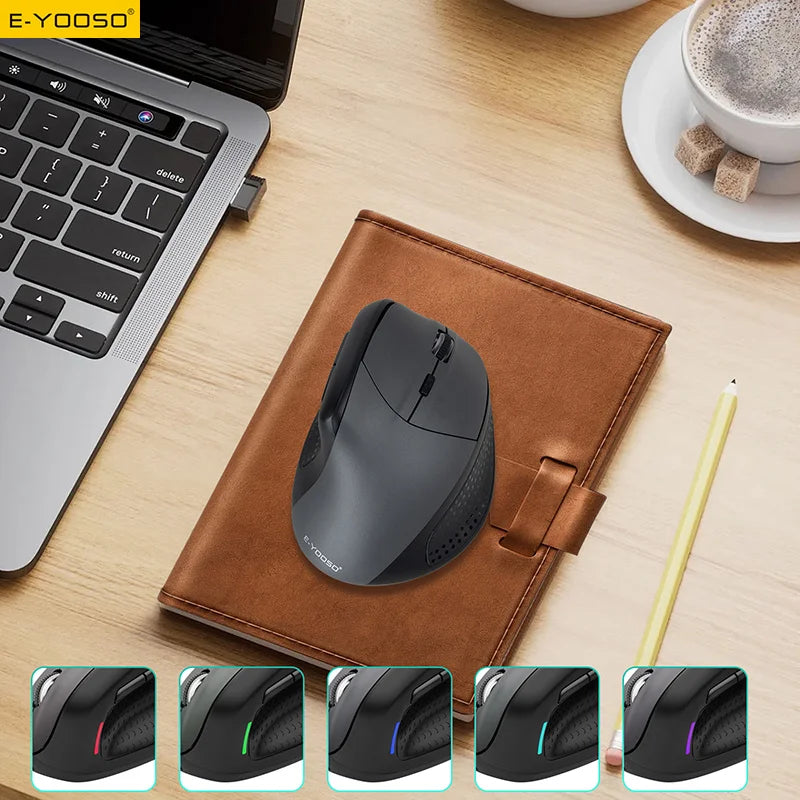 E-YOOSO X-45 Tri-mode Wireless Mouse Vertical Ergonomic 2.4G/Bluetooth/Type-C Wired 5 DPI, Rechargeable, for PC/Laptop/Mac Peaceful Pleasures Health and Wellness