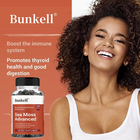 Sea Moss 500mg Capsules 3-in-1 Complex - Irish Moss, Bladderwrack & Burdock Root, Immune, Thyroid, Joint & Gut Support, Vegan Peaceful Pleasures Health and Wellness