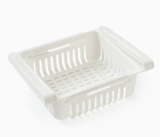 Multi Functional Refrigerator Storage Basket, Retractable Refrigerator Partition Storage Rack, Kitchen Drain Peaceful Pleasures Health and Wellness white