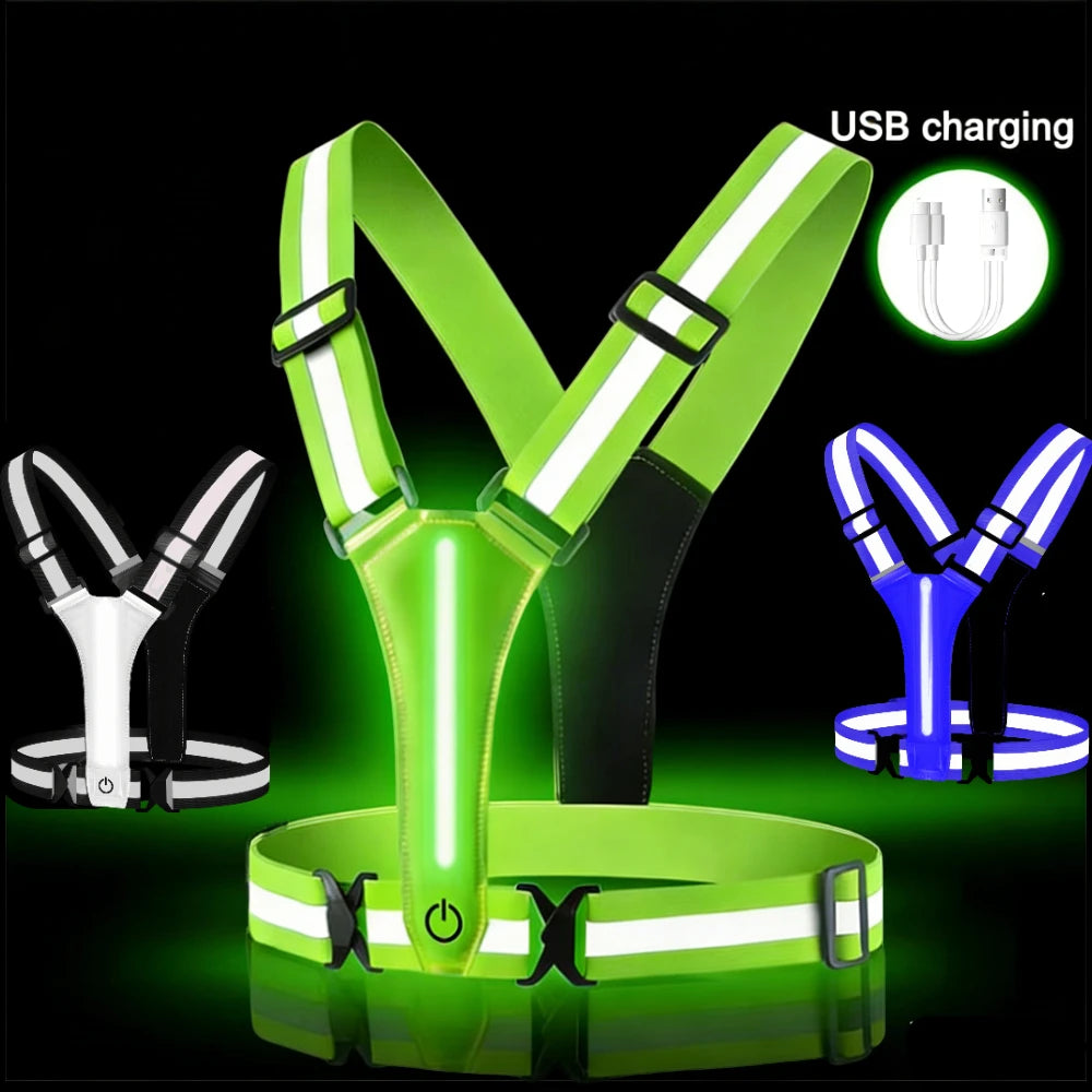 LED Running Vest USB Rechargeable Reflective Cycling Security Vest High Visibility Night Running Riding Clothing for Kids Adults Peaceful Pleasures Health and Wellness