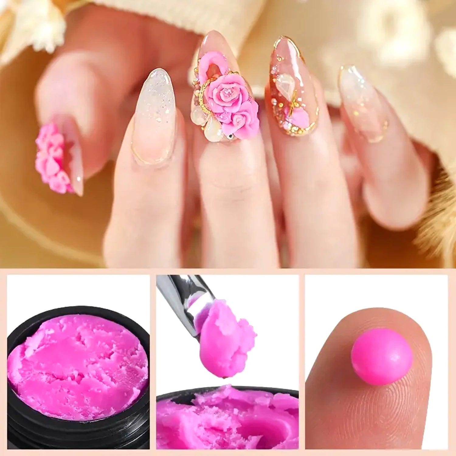 Nail Art Accessories Carving Gel Supplies 3D 4D Model Carved MudPlasticine UV Gel DIY Nails Painting Removable 3D Embossment Gel Peaceful Pleasures Health and Wellness
