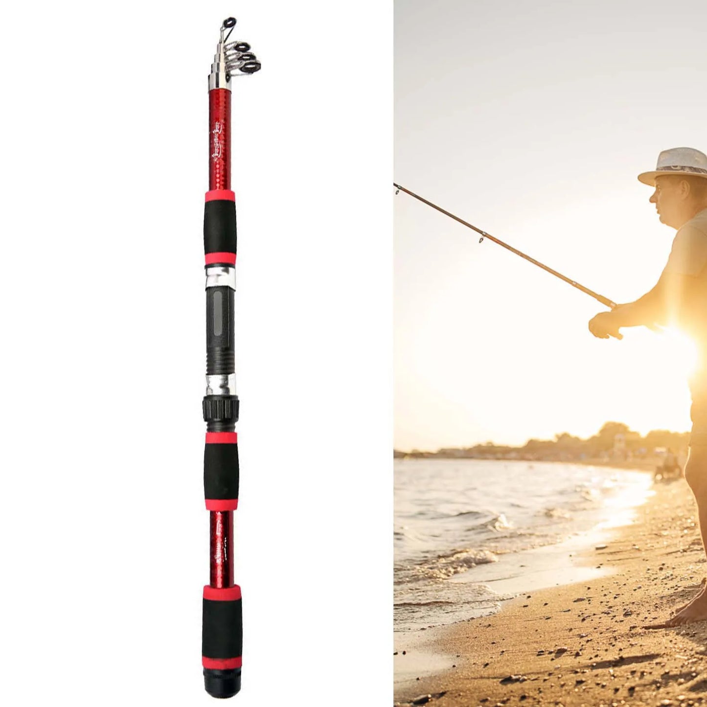 Full Fishing Equipment Set Convenient to Carry Fishing Accessories Kit for Angler's Holiday Good Gift Peaceful Pleasures Health and Wellness 1.8 Rod Red