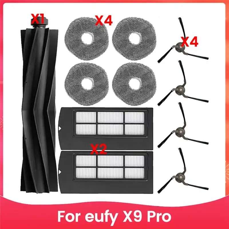 A36T-Accessories Kit For Eufy X9 Pro Replacement Parts Main Brush Side Brush Filter Mop Pad Spare Attachments Peaceful Pleasures Health and Wellness As shown