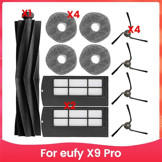 A36T-Accessories Kit For Eufy X9 Pro Replacement Parts Main Brush Side Brush Filter Mop Pad Spare Attachments Peaceful Pleasures Health and Wellness As shown