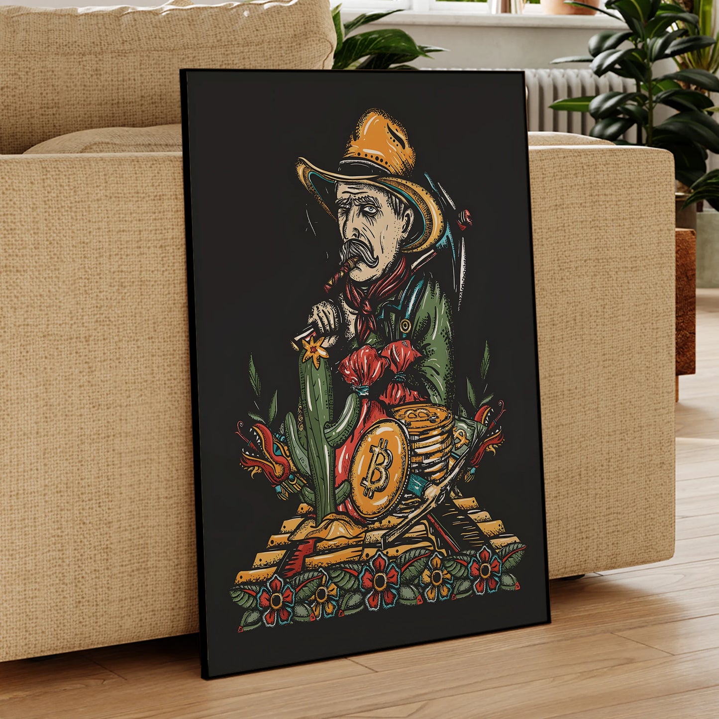 Abstract Bitcoin Miner Canvas Wall Art Print | Home Decor