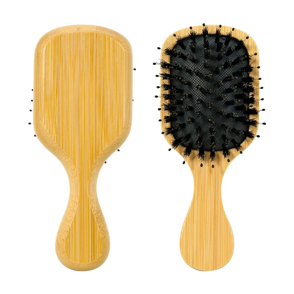 Bamboo Air Cushion Hair Brush – Natural Bristle Detangler
