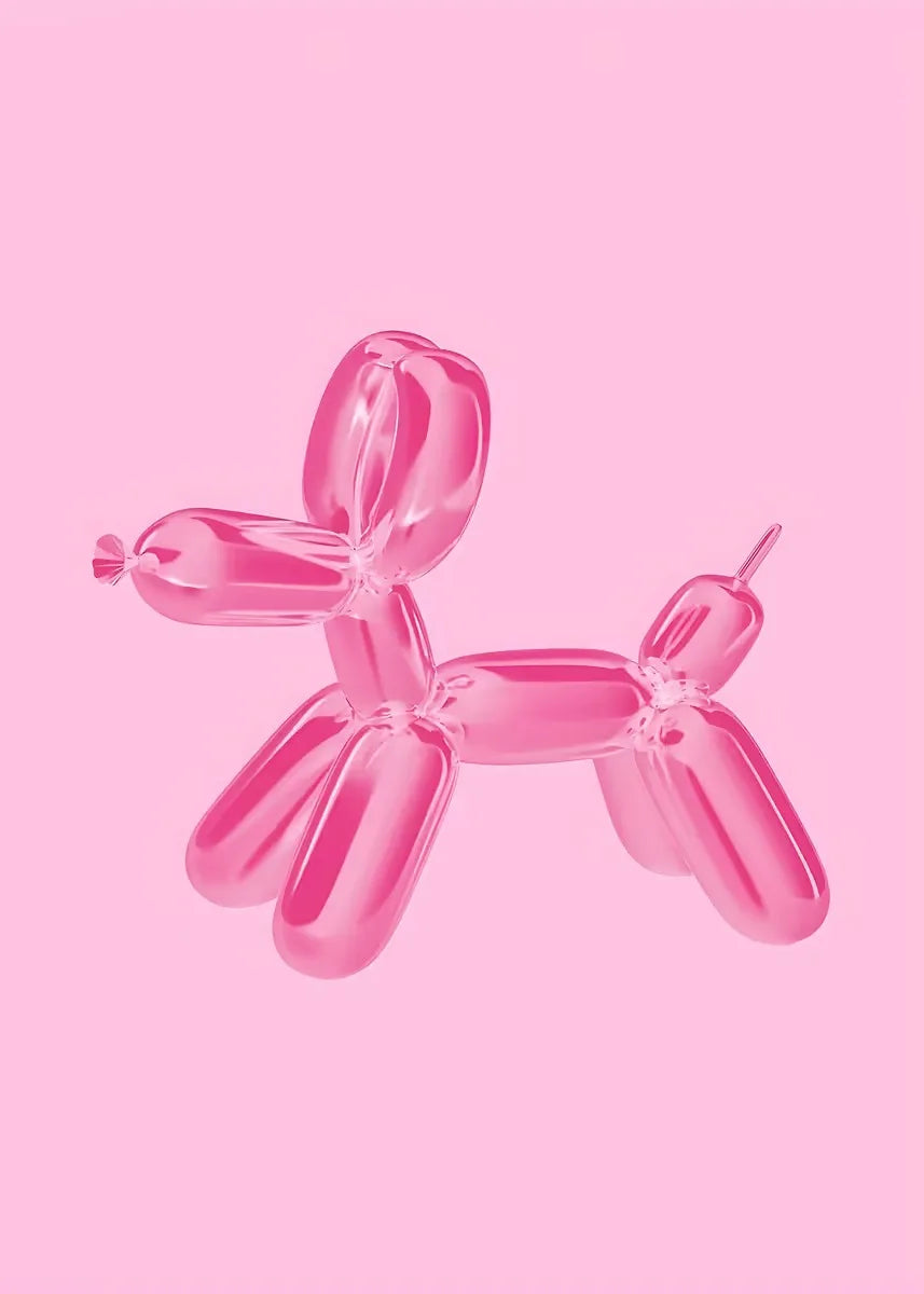 Pink Balloon Dog Canvas Wall Art | Preppy Teen Dorm Room Decor