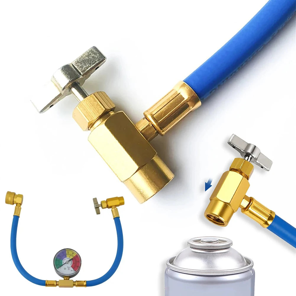 R134A AC-Refrigerant Charge Hose Kit,With Gauge Repair Tool,Universal Accurate-Pressure Monitoring DIY Garage Hvac Maintenance Peaceful Pleasures Health and Wellness