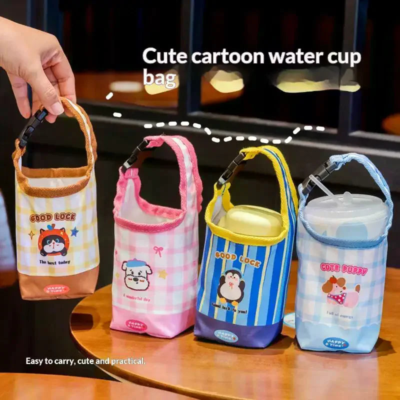 Cartoon Canvas Water Bottle Carrier Bag | Stroller & Backpack