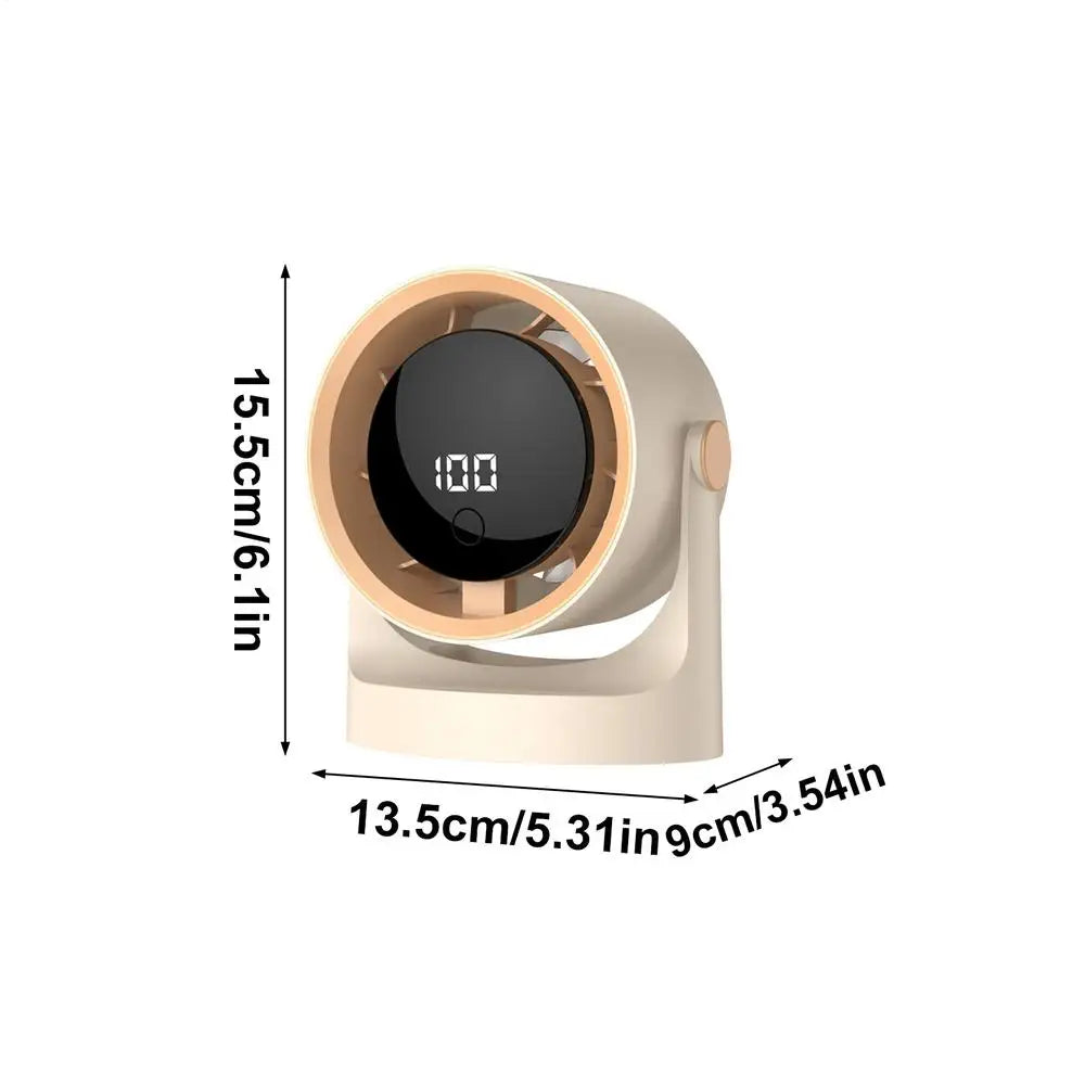 Small Desk Fan 100-Speed Digital Display Tabletop Ventilador Portable Desktop Fan For Home Apartment Dormitory Office Travel Peaceful Pleasures Health and Wellness China Mainland cream colored