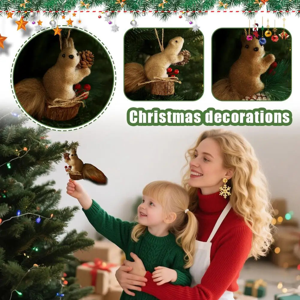 1Pcs Cute Squirrel Doll Ornament Realistic Squirrel Ornament Christmas Decorations Christmas Tree Pendant Home Decoration Peaceful Pleasures Health and Wellness