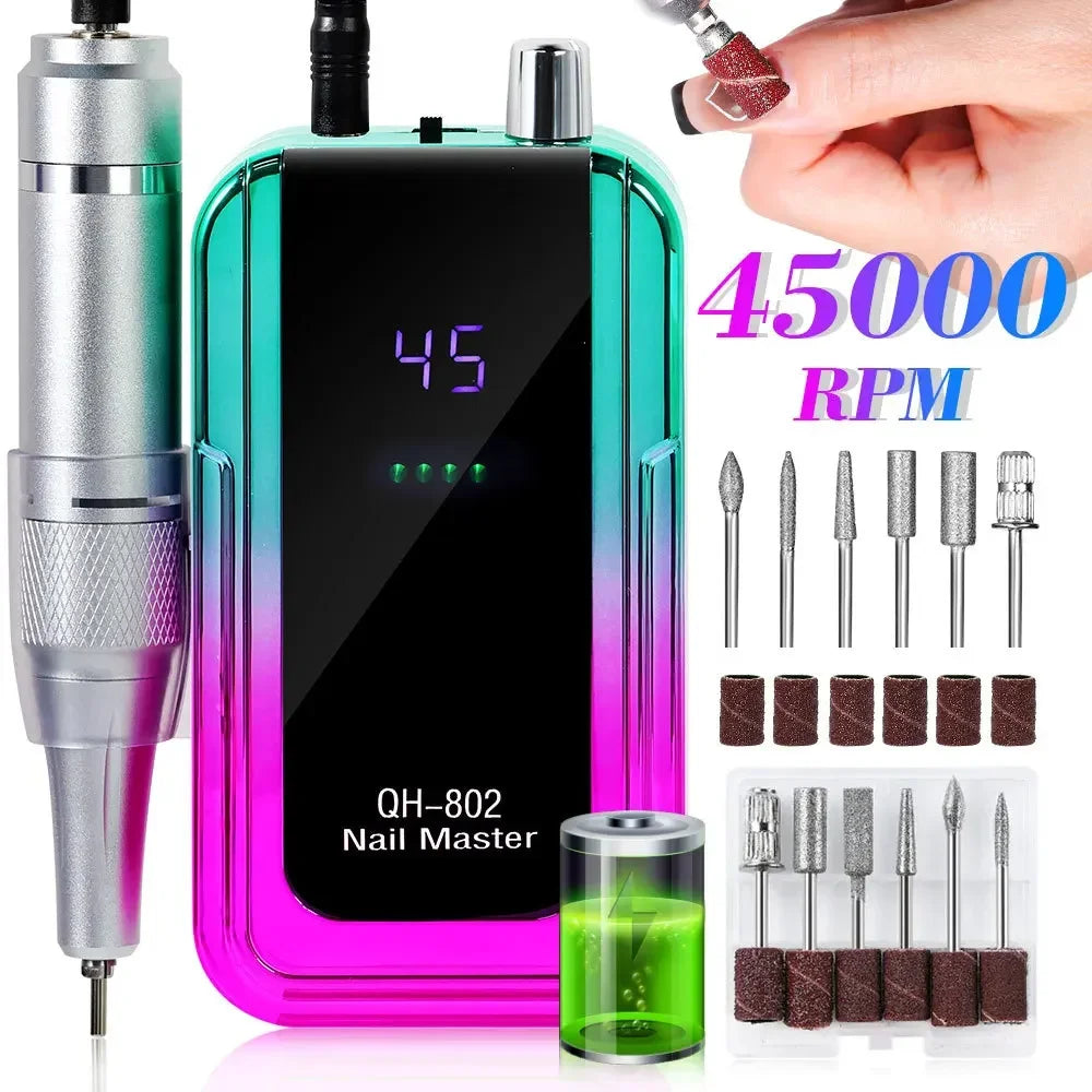 Professional 45000 RPM Rechargeable Electric Nail Drill Machine