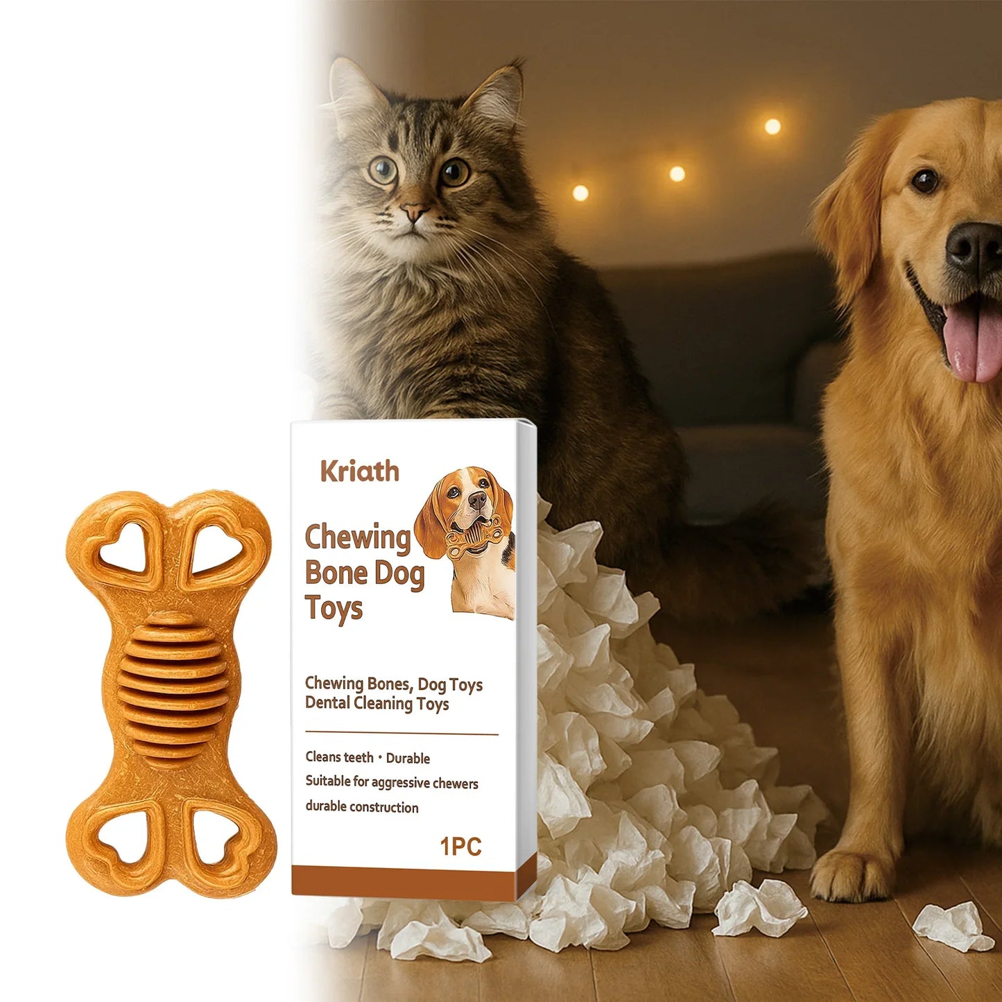 Dog Chew Toy Dental Bone – Safe for Puppies & Large Dogs