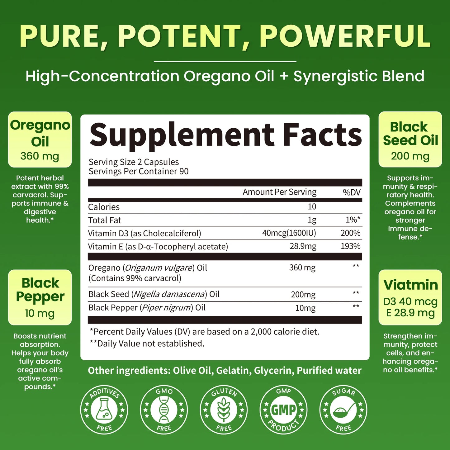 Organic Oregano Oil Capsules with Black Seed Oil – Immune & Gut Support Herbal Supplement Peaceful Pleasures Health and Wellness