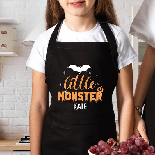 Personalized Little Monster Kids Halloween Apron | Boys & Girls Kids Halloween Apron Peaceful Pleasures Health and Wellness