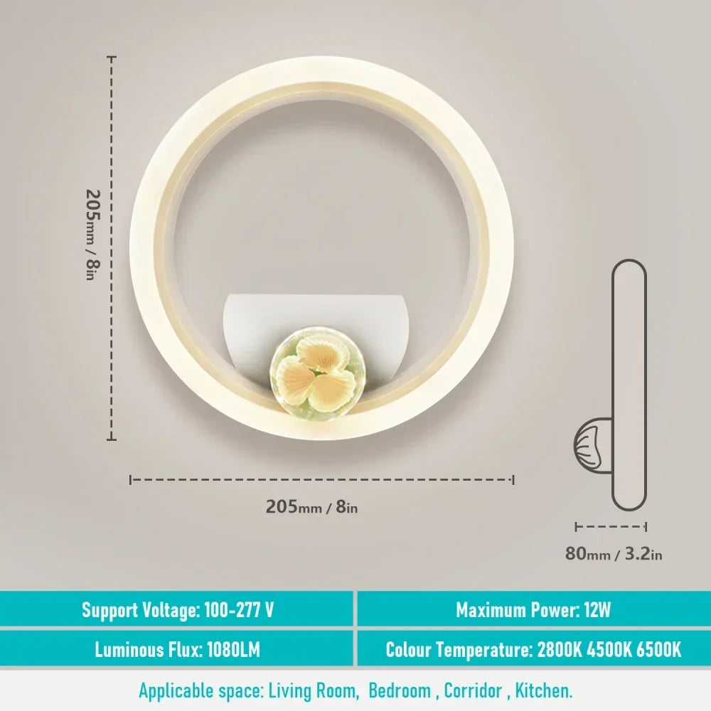 Modern LED Ring Wall Lamp | Minimalist Bedroom & Living Room