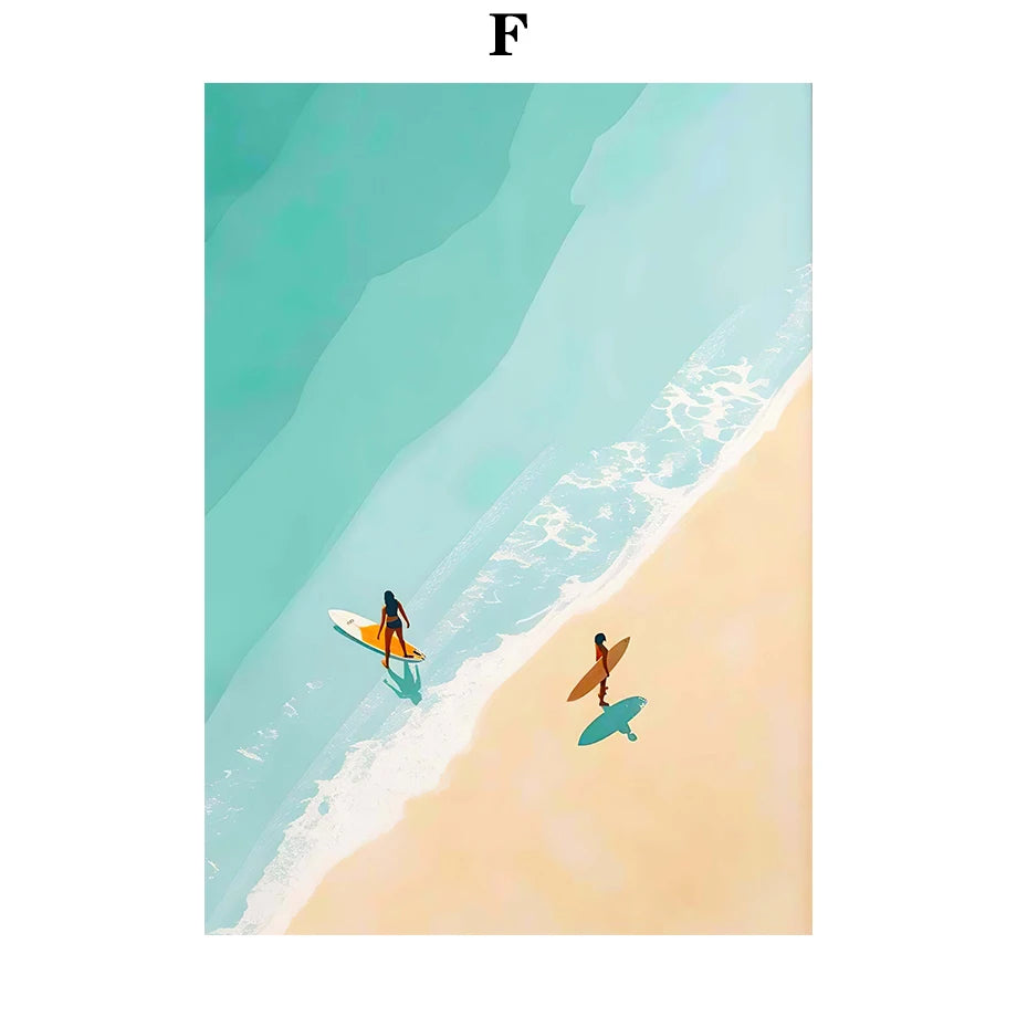 Ocean Wave Beach Canvas Wall Art | Nordic Landscape Poster