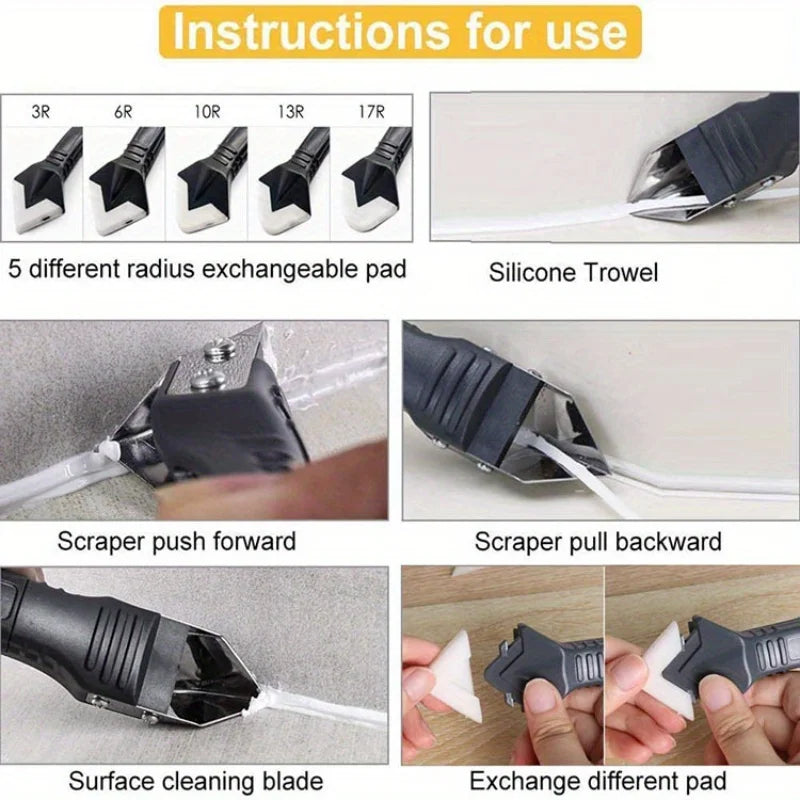 3-in-1 Silicone Caulking Tool Kit – Caulk Remover & Finisher