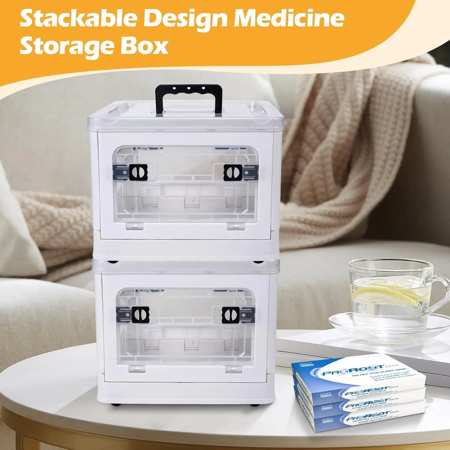 18QT Clear Medical Storage Box – Wheels, Removable Tray & Handles for First Aid Organization Storage Box Peaceful Pleasures Health and Wellness