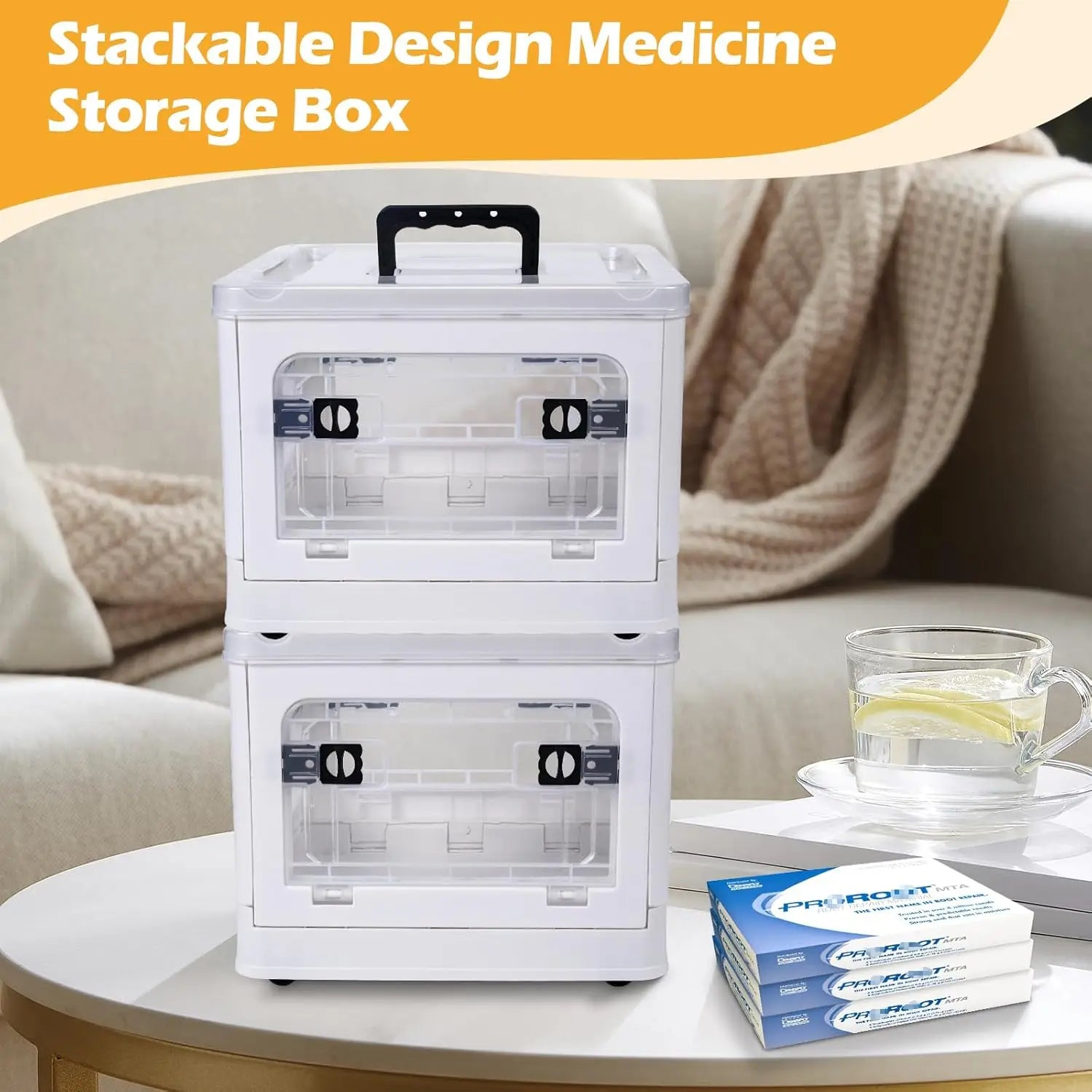 18QT Clear Medical Storage Box – Wheels, Removable Tray & Handles for First Aid Organization Storage Box Peaceful Pleasures Health and Wellness