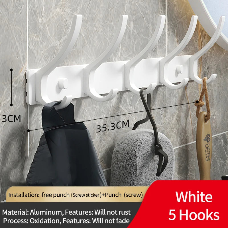 Folding Aluminum Robe & Towel Wall Hooks | 6-Pack Black White