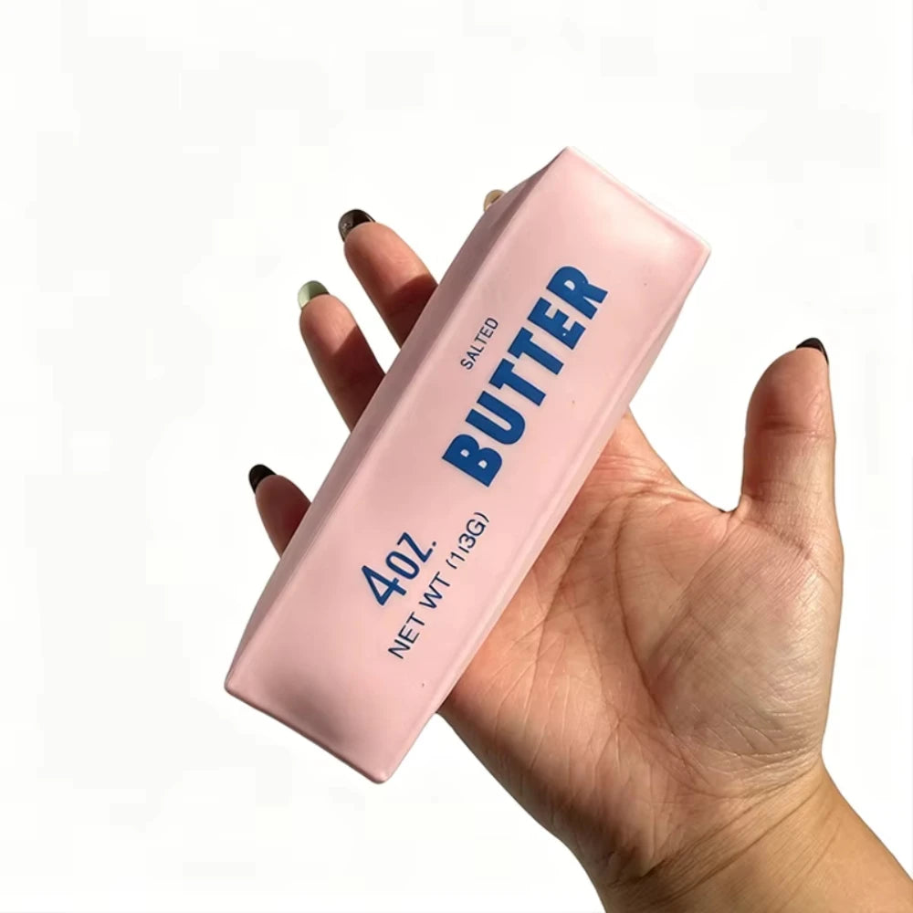 Butter Stick Squishy Stress Ball ADHD Fidget Toy Crunchy Squeeze Toy Round Blocks Filled ASMR Anti Stress Release Hand Gift Toy Peaceful Pleasures Health and Wellness Pink