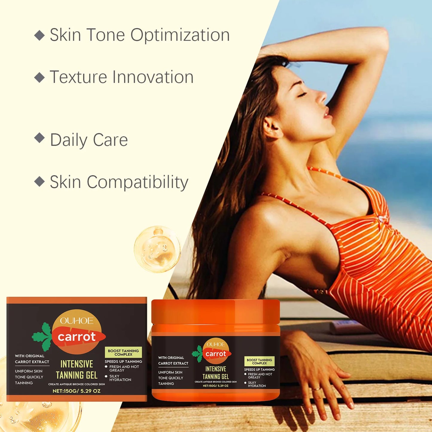 Carrot Tanning Gel – Sunless Bronzer & Moisturizing Tan Enhancer