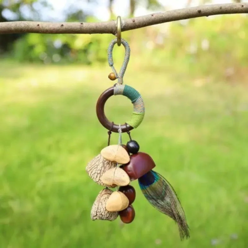 Plant Seeds Nutshell Rattle Bag Hanging Handmade Wind Chimes Healing