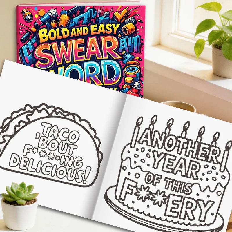 32 Pages Bold Easy Swear Word Graffiti Coloring Book Adults Stress